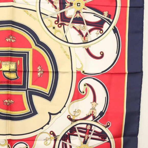 HERMES Carre 90 Scarf ""WASHINGTONS CARRIAGE"" Silk Navy Auth 133640 - Picture 10 of 14